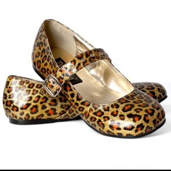 Demonia Shoes - Demonia Daisy 04 Gold Cheetah Mary Janes Size 8